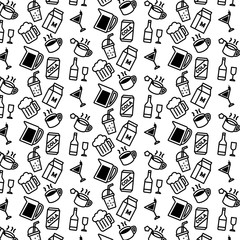 Simple pattern background outline of variety drink icon on white background