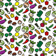 Colorful pattern background of variety vegetable icon on white background