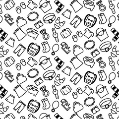 Simple pattern background outline of variety clothes icon on white background