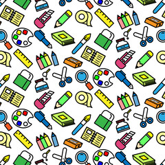 Colorful pattern background of variety stationery icon on white background