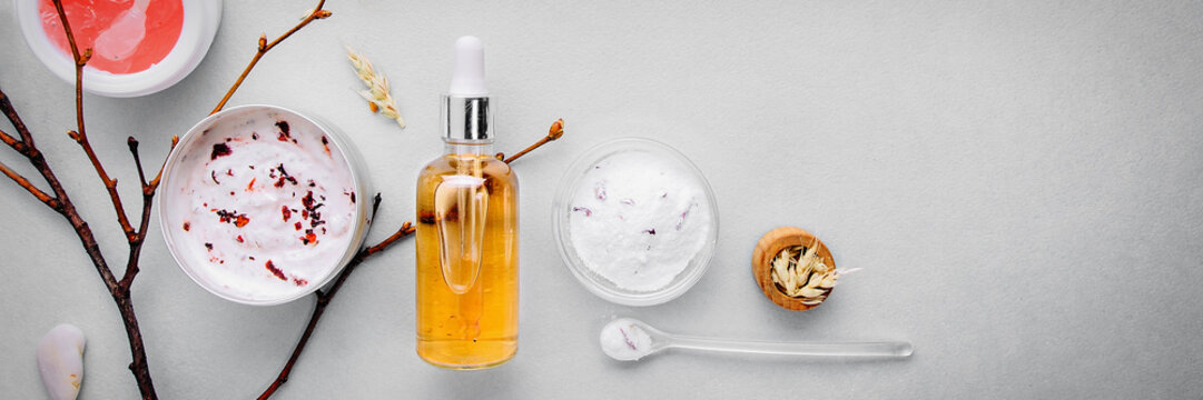 Organic bio cosmetics with herbal ingredients .Natural extract of amber, gold. Oils serum .handmade