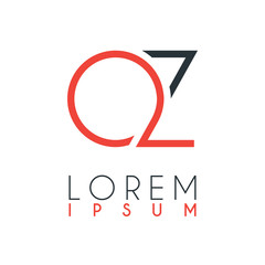 The logo between the letter O and letter Z or OZ with a certain distance and connected by orange and gray color
