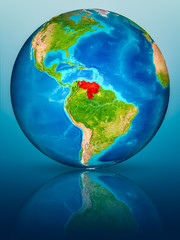 Venezuela on Earth on reflective surface