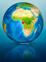 Gabon on Earth on reflective surface