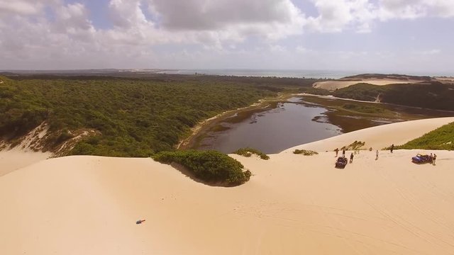 Aerial view of dune buggy car. Dunas móveis de Genipabu -  Natal, RN / Brazil