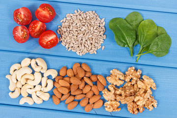 Nutritious products containing vitamin B7 and dietary fiber, healthy nutrition