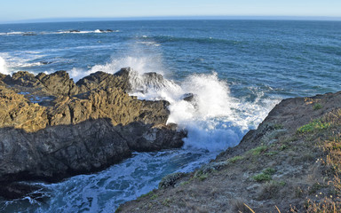 Waves crashing on the N. California coast