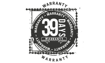 39 days warranty icon vintage rubber stamp guarantee