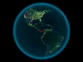 Panama on planet Earth in space at night