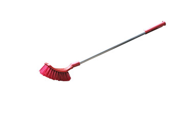 Red toilet brush isolated on white background 