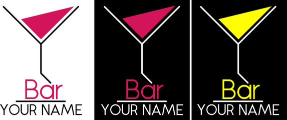 cocktail glass with an inscription bar minimalist logo