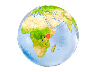 Kenya on globe isolated