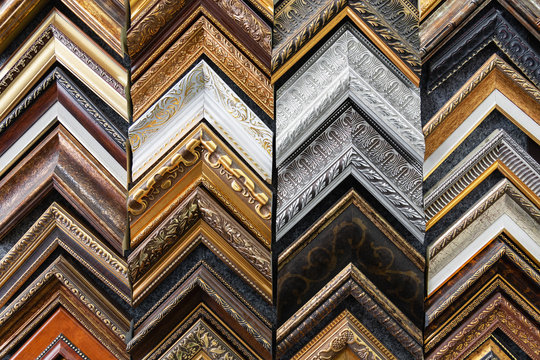 Colorful samples of picture frames molding