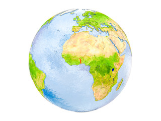 Togo on globe isolated