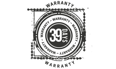39 days warranty icon vintage rubber stamp guarantee