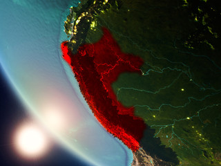 Peru during sunset on Earth