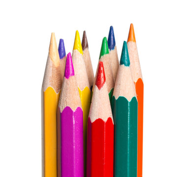 macro shot of color pencil pile pencil