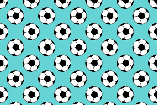 Football balls pattern on the blue background