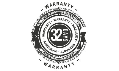 Fototapeta premium 32 days warranty icon vintage rubber stamp guarantee