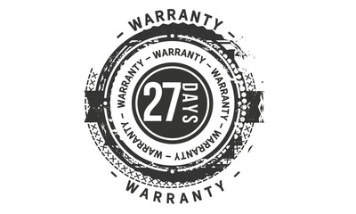 27 days warranty icon vintage rubber stamp guarantee