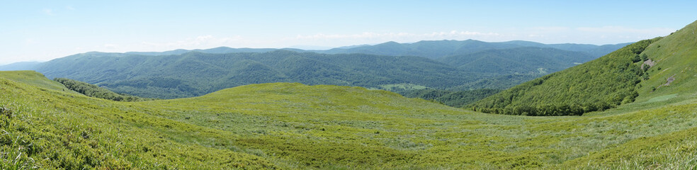 Fototapeta na wymiar Bieszczady mountains, Poloniny mountains - panorama