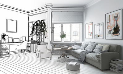 Möbliertes Apartment (Konzept)