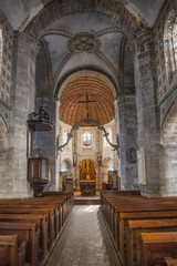 Fototapeta na wymiar Interior of the old church in Barfleur in Normandy, France