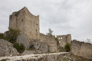 Fototapeta na wymiar Ruins of old medieval castle of Bargeme in Provence France