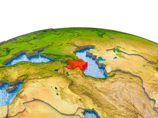 Azerbaijan on model of Earth