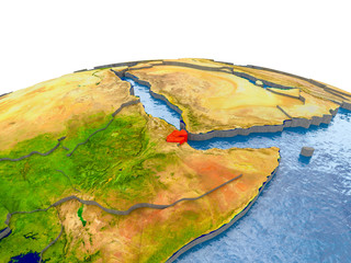 Djibouti on model of Earth