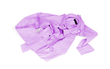Unfolded purple man shirt on white background