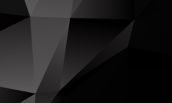 Black, gray polygon background. Vector imitation of the 3D illustration. Pattern with triangles of different scale. © annagolant