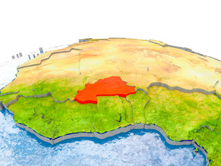 Burkina Faso on model of Earth