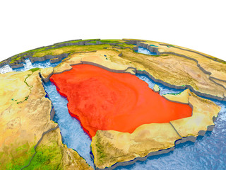 Saudi Arabia on model of Earth