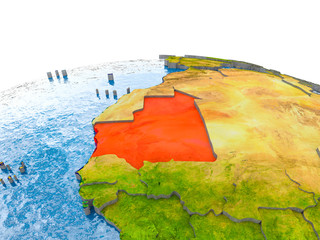 Mauritania on model of Earth