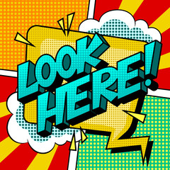 Look here word comic book pop art vector