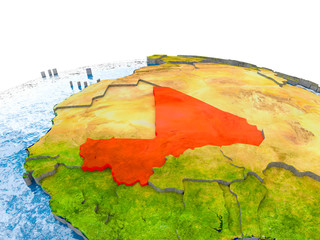 Mali on model of Earth