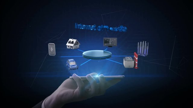 lifting smart phone, mobile, Smart house, Factory, Building, Car, Mobile, internet sensor connect 'Internet of things' technology, artificial intelligence. 4k movie.