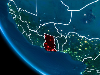Orbit view of Ghana at night