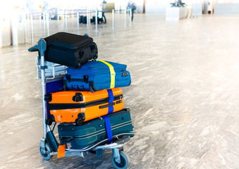 Traveller with luggage on the airport