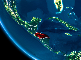 Orbit view of Honduras at night