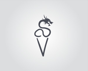 Ice cream dragon vector drawing