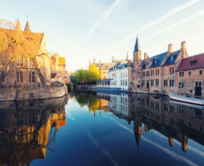 Fototapeta premium Traditional medieval architecture in the old town of Bruges (Brugge), Belgium