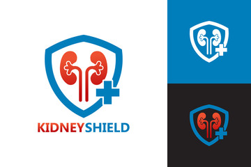 Kidney Shield Logo Template Design Vector, Emblem, Design Concept, Creative Symbol, Icon