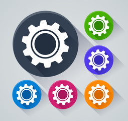gear circle icons with shadow