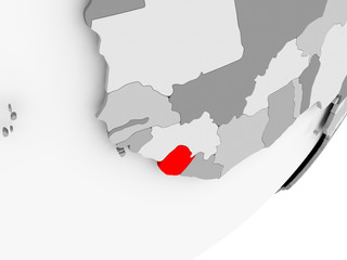 Fototapeta premium Sierra Leone in red on grey map