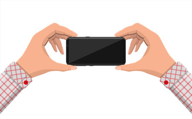 Obraz na płótnie Canvas Hands hold mobile phone.