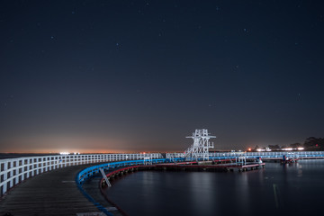 Boardwalk and diving platform at night - Geelong Promenade