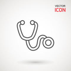 Stethoscope icon in trendy flat style isolated on background. Stethoscope Icon - Medical Health Care Symbol Glyph Vector illustration . Page symbol for your web site design logo, app, UI