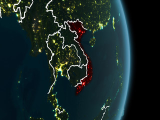 Orbit view of Vietnam at night